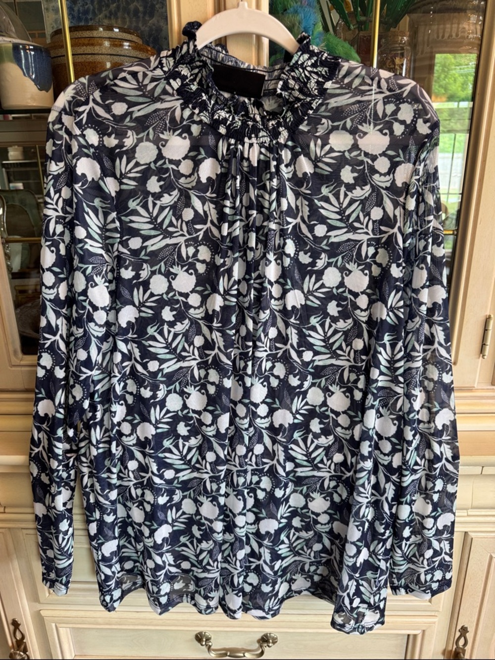 Lane Bryant Navy and Light Green Floral Top 18/20